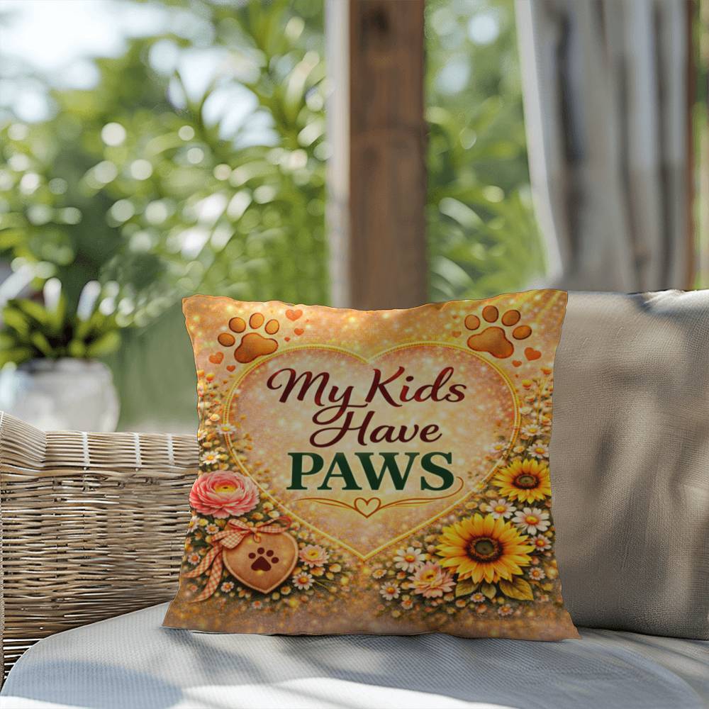 Shop our premium my kids have paws throw pillow from MySisterIsASurvivor.