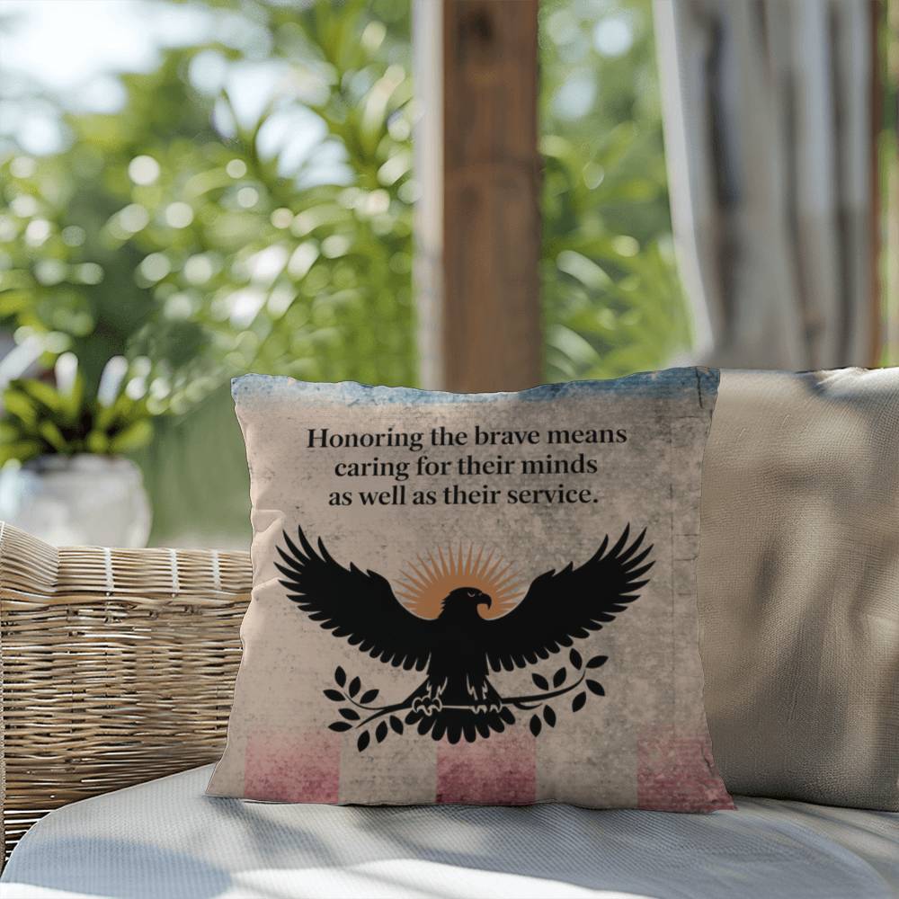 Honoring The Brave Indoor/Outdoor Pillow: Resilient Comfort - Mental Health & Memorial Tribute