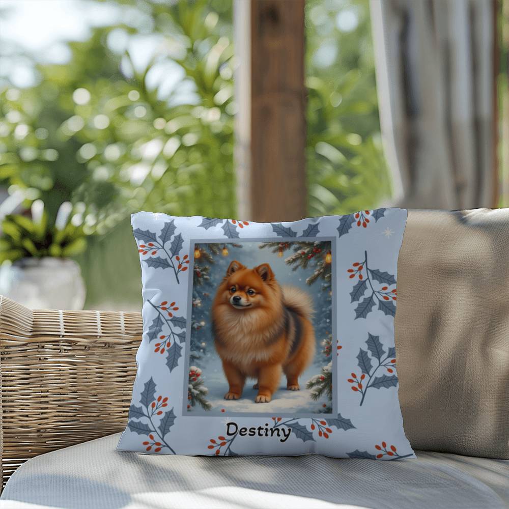 Pomeranian Orange Sable Pillow - Winter Pom throw pillow, seasonal dog decor, cozy indoor accent