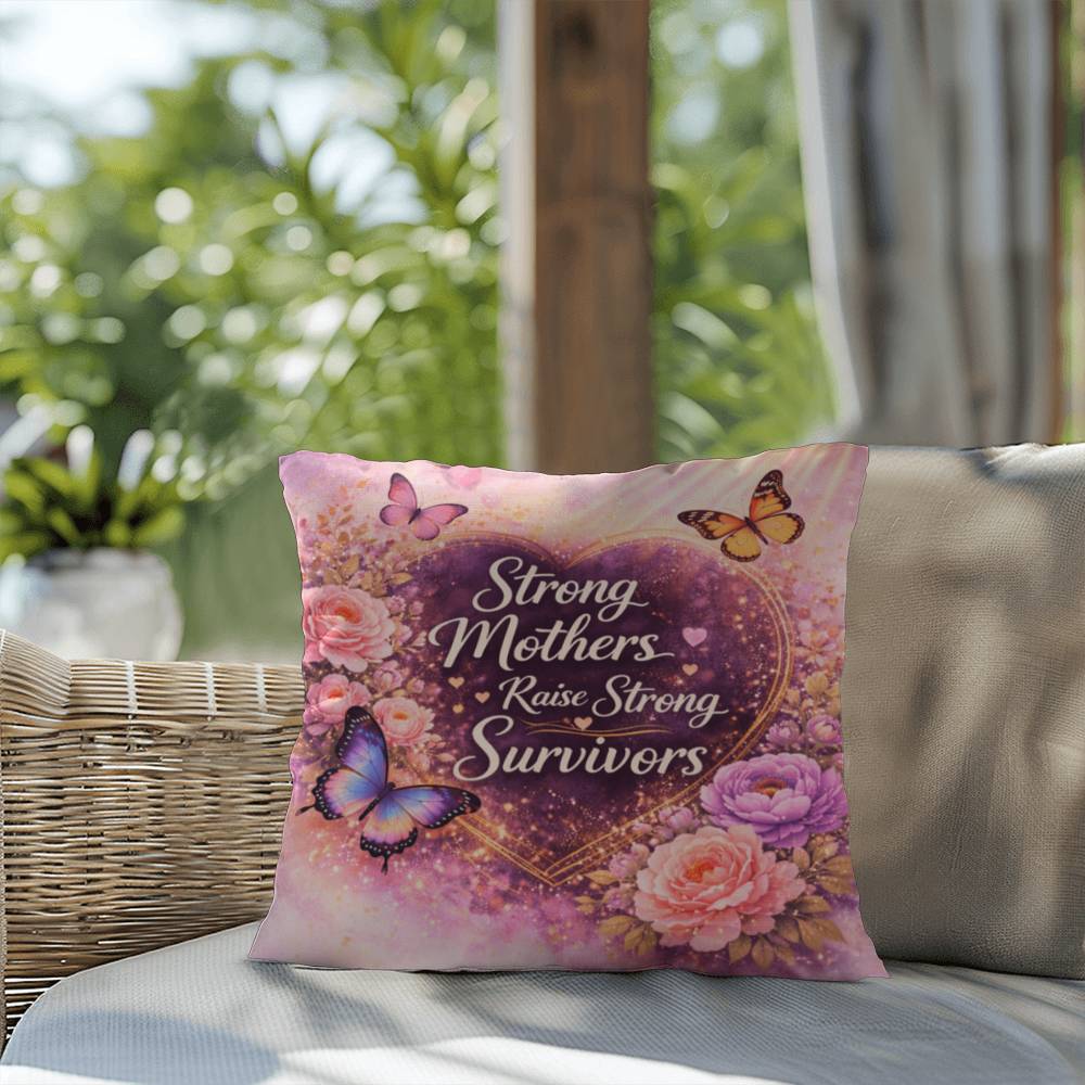 Shop our premium strong mothers raise strong survivors throw pillow from MySisterIsASurvivor.