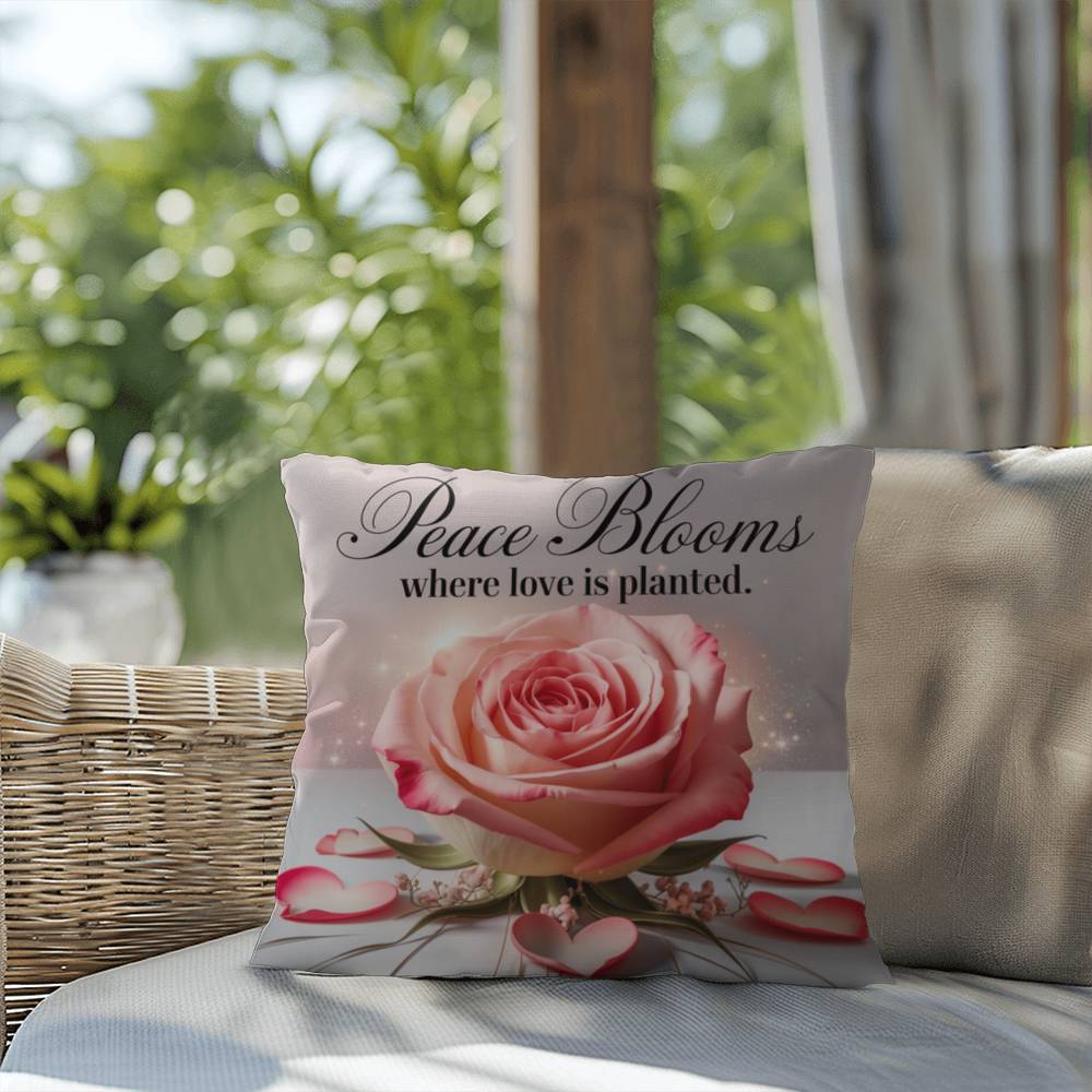 Peace Blooms Where Love Is Planted: Indoor/Outdoor Pillow Self-Care for Relaxation, Mindfulness & Emotional Wellness