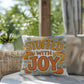 Stuffed With Joy pillow in autumn colors with mindful gratitude quote for cozy Thanksgiving décor