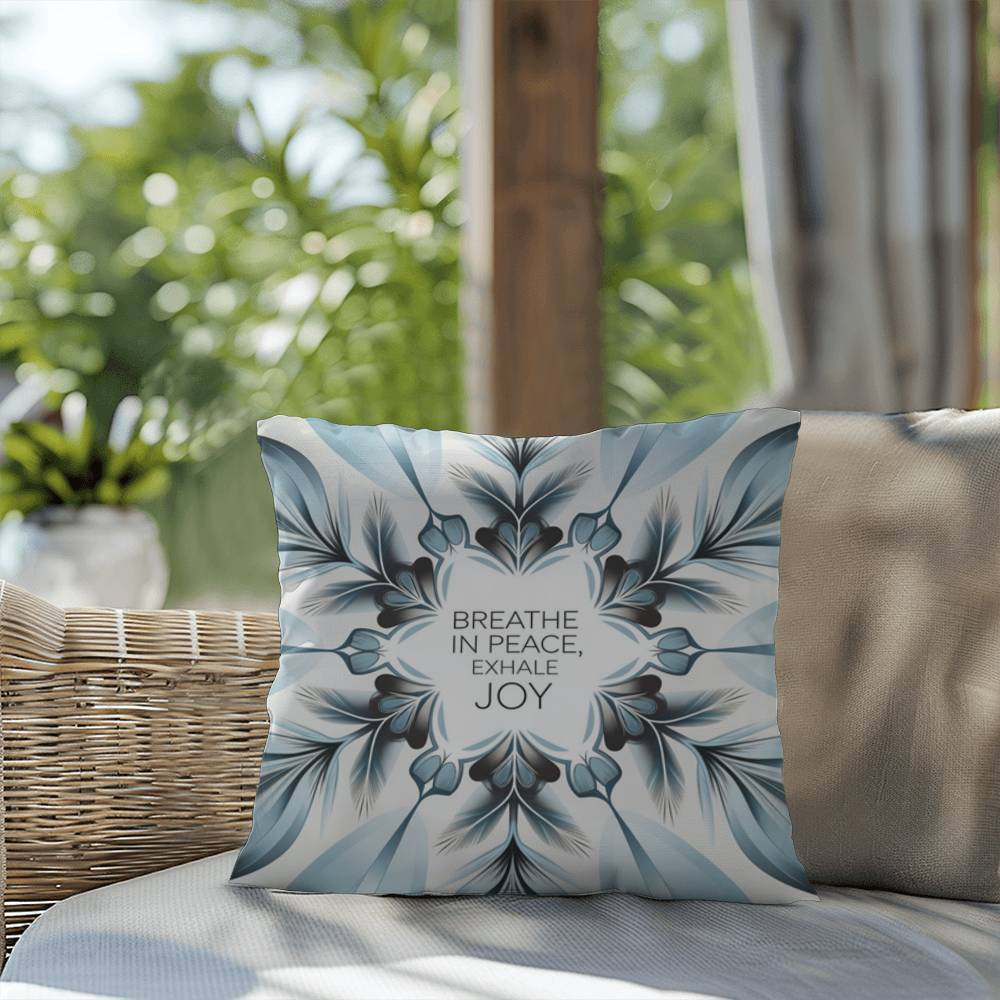 Breathe In Peace, Exhale Joy Throw Pillow - Calming Christmas pillow for mental wellness and balance