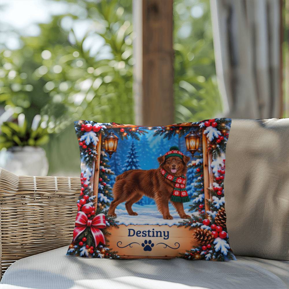Australian Shepherd (Solid Red Coat) - Personalized Winter Throw Pillow for Aussie Dog Lovers