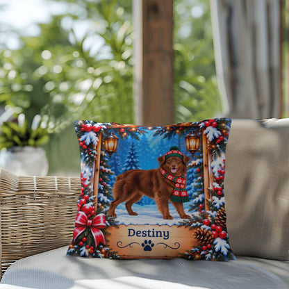 Australian Shepherd (Solid Red Coat) - Personalized Winter Throw Pillow for Aussie Dog Lovers