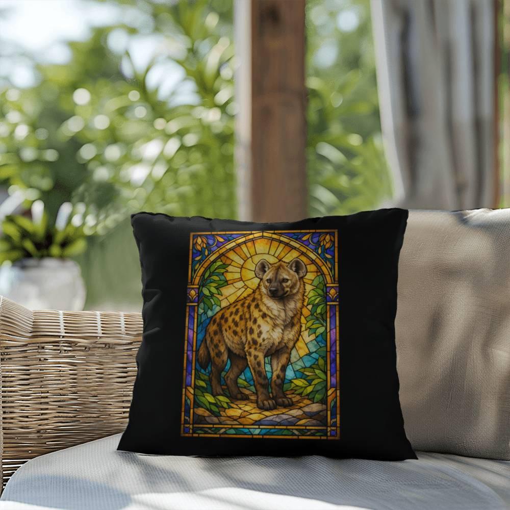 Shop our premium hyena stained glass style throw pillow from MySisterIsASurvivor.