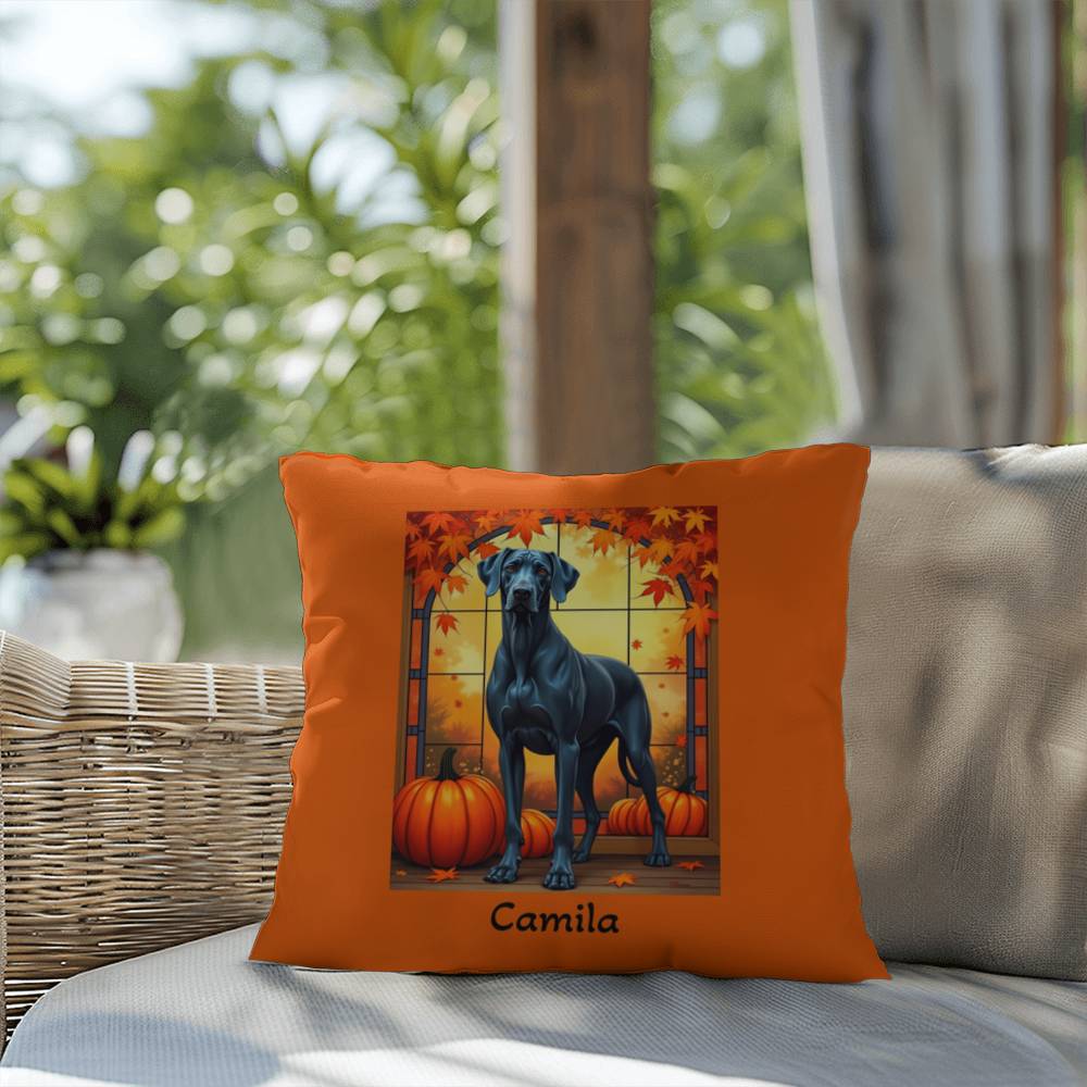 Great Dane (Blue) Throw Pillow - Custom Indoor/Outdoor Dog Cushion, Great Dane Lover Gift