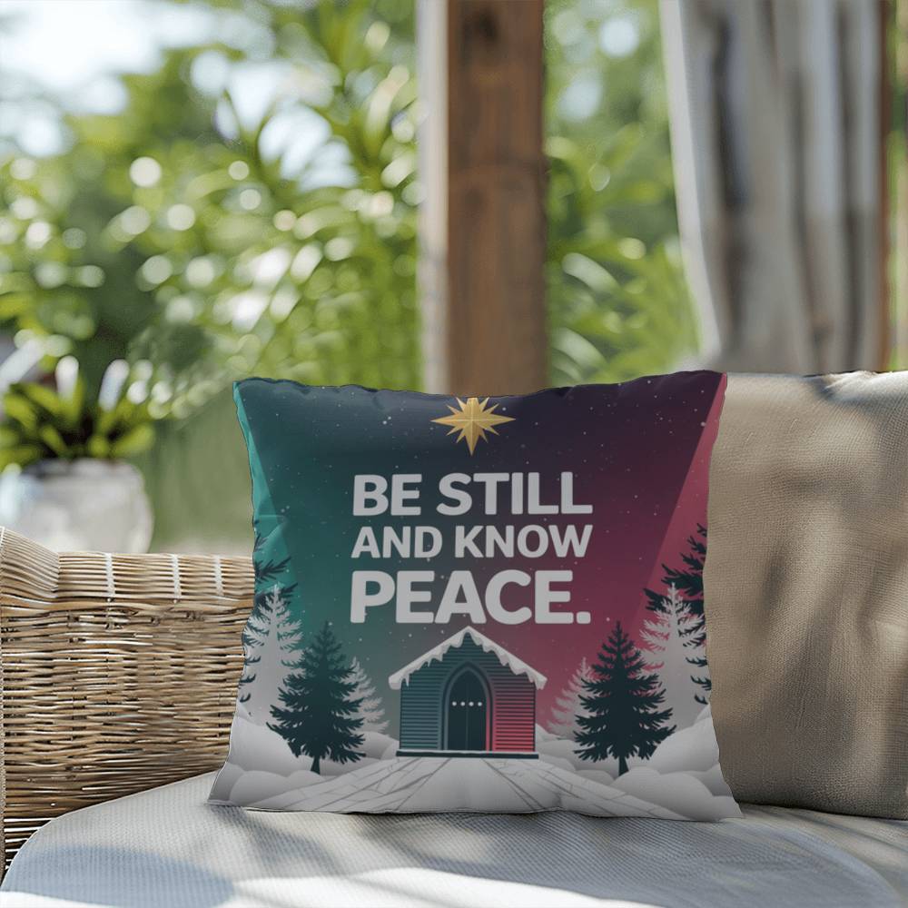 Be Still and Know Peace Throw Pillow - Calm Christmas home décor for mindfulness and reflection