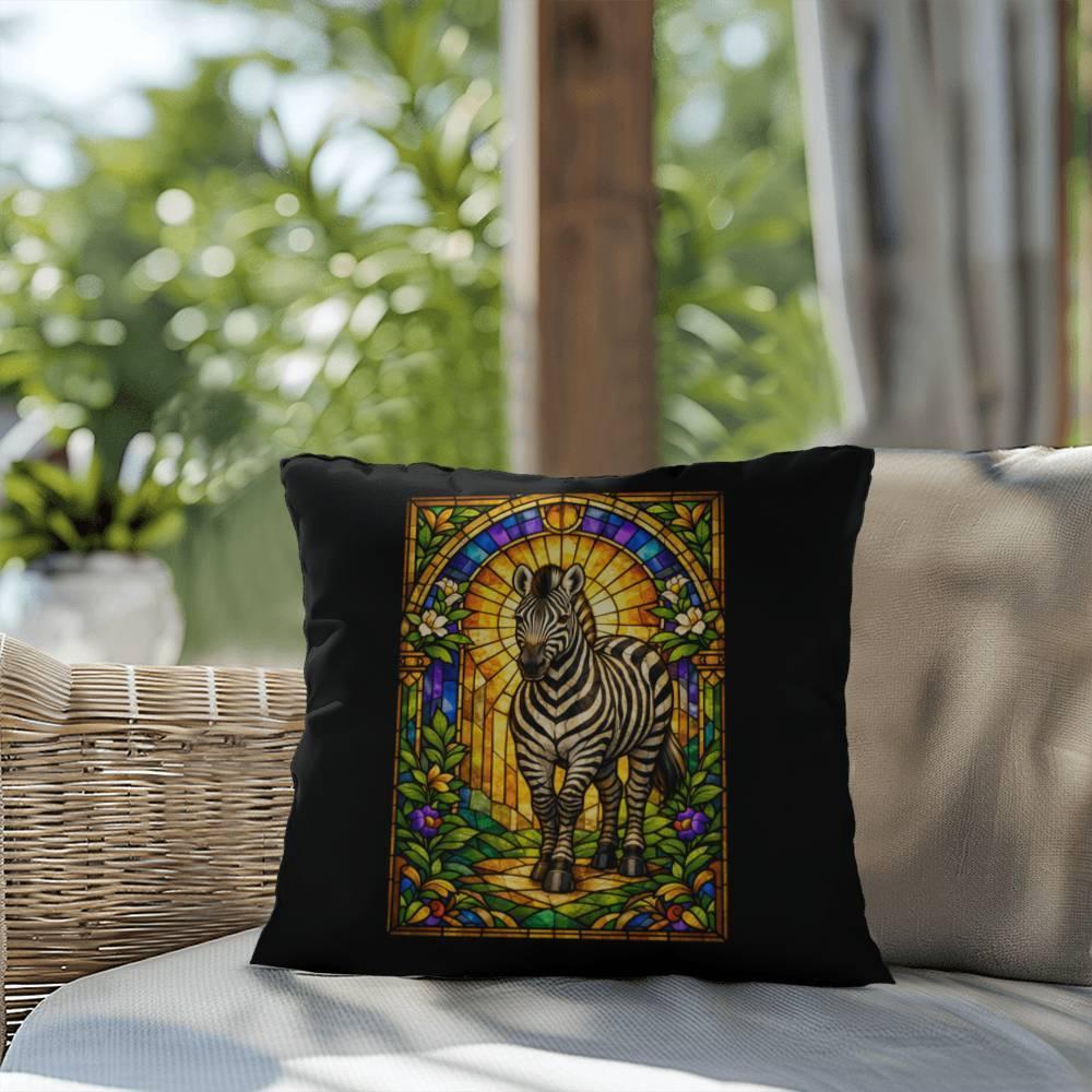 Shop our premium zebra stained glass style throw pillow from MySisterIsASurvivor.