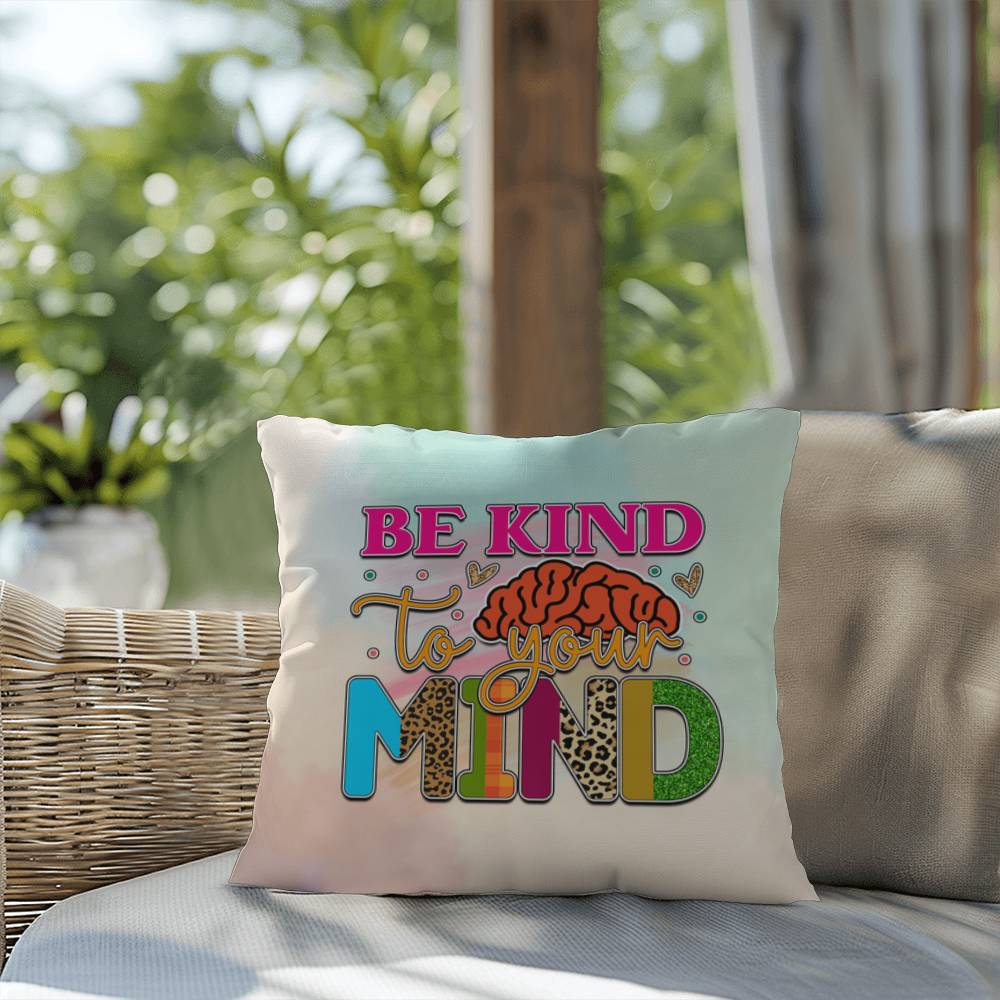 Be Kind To Your Mind: Indoor/Outdoor Pillow for Wellness, Style & Stress Relief