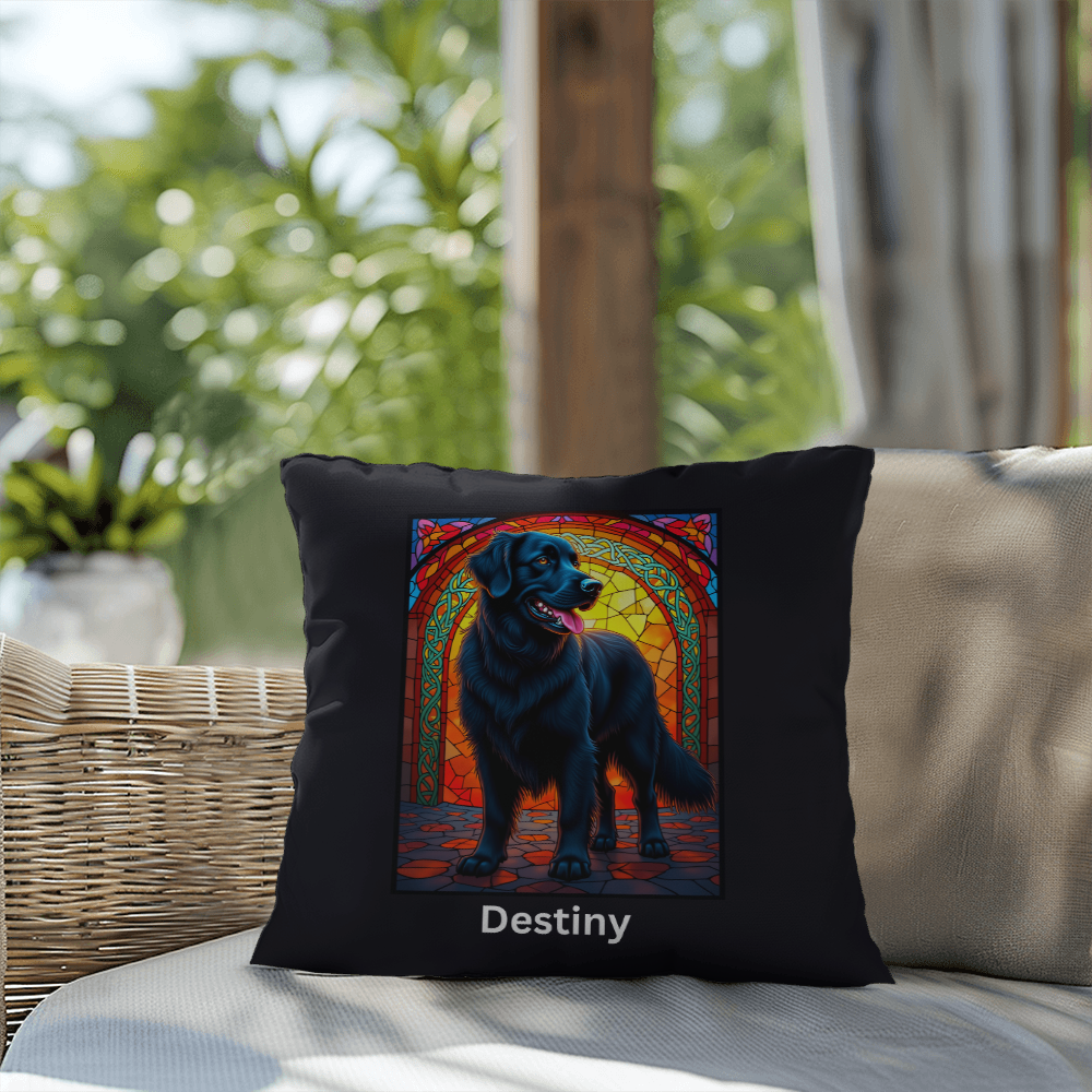 Black Golden Retriever personalized indoor/outdoor pillow, dog lover throw for home or patio decor