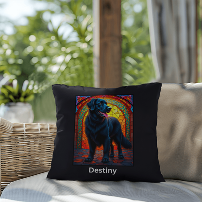 Black Golden Retriever personalized indoor/outdoor pillow, dog lover throw for home or patio decor