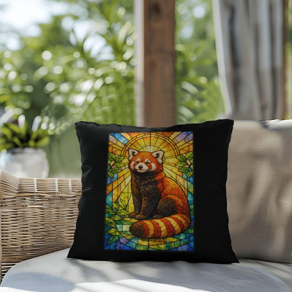 Shop our premium red panda stained glass style throw pillow from MySisterIsASurvivor.