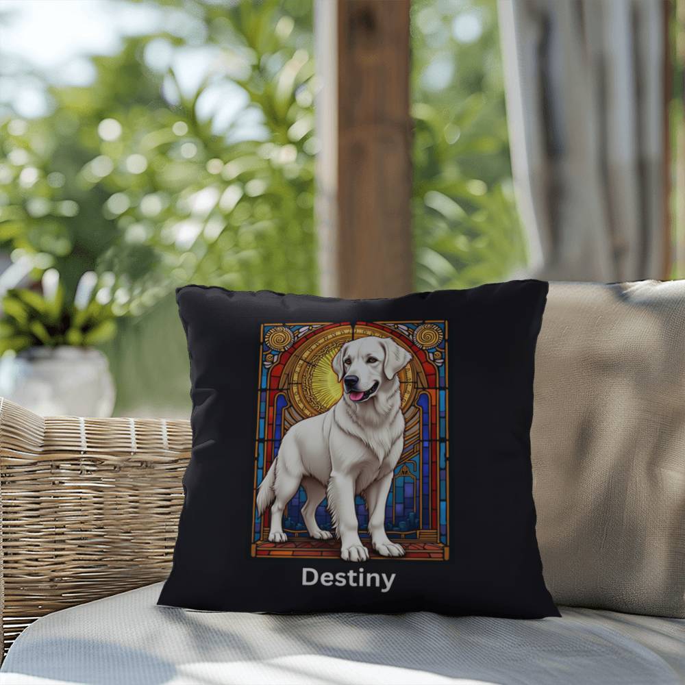 White Golden Retriever personalized indoor/outdoor pillow, dog lover home decor gift idea