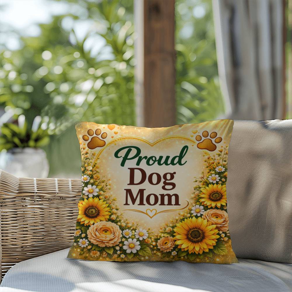 Shop our premium proud dog mom throw pillow from MySisterIsASurvivor.