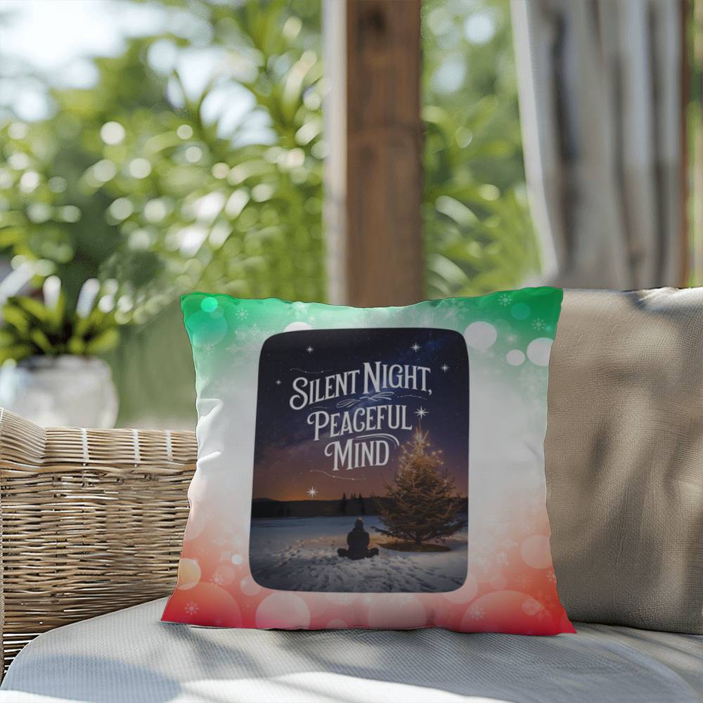 Silent Night, Peaceful Mind Throw Pillow - Calm Christmas holiday home décor decorative pillow
