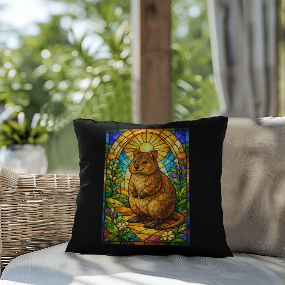 Shop our premium quokka stained glass style throw pillow from MySisterIsASurvivor.