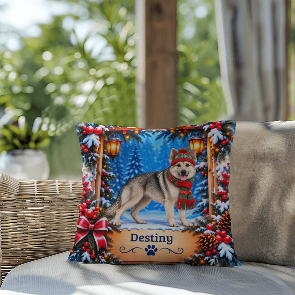 German Shepherd (Maskless Silver Sable) - Personalized Winter Pillow, Custom Dog Name Gift - MySisterIsAsurvor