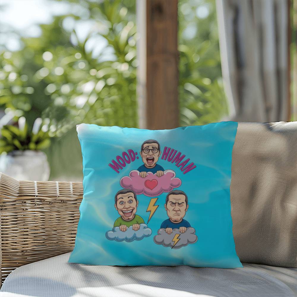 Mood: Human Indoor/Outdoor Pillow -Mental Health Support, Self-Care Decor, Anxiety Relief Throw Cushion