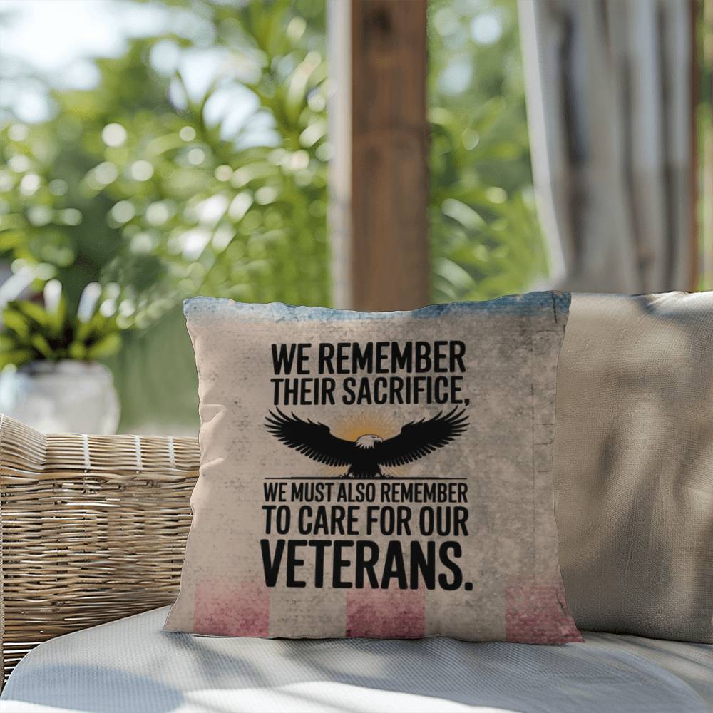 We Remember Their Sacrifice Indoor/Outdoor Pillow: Resilient Comfort - Mental Health & Memorial Tribute
