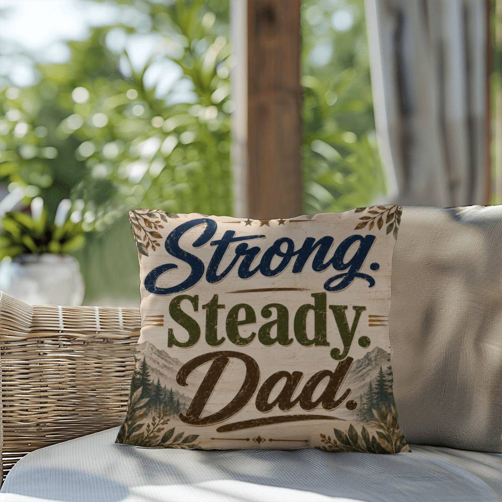 Shop our premium strong steady dad throw pillow from MySisterIsASurvivor.