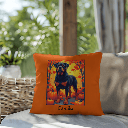 Black and Mahogany Rottweiler pillow, durable indoor outdoor personalized cushion for Rottie fans - MySisterIsASurvivor