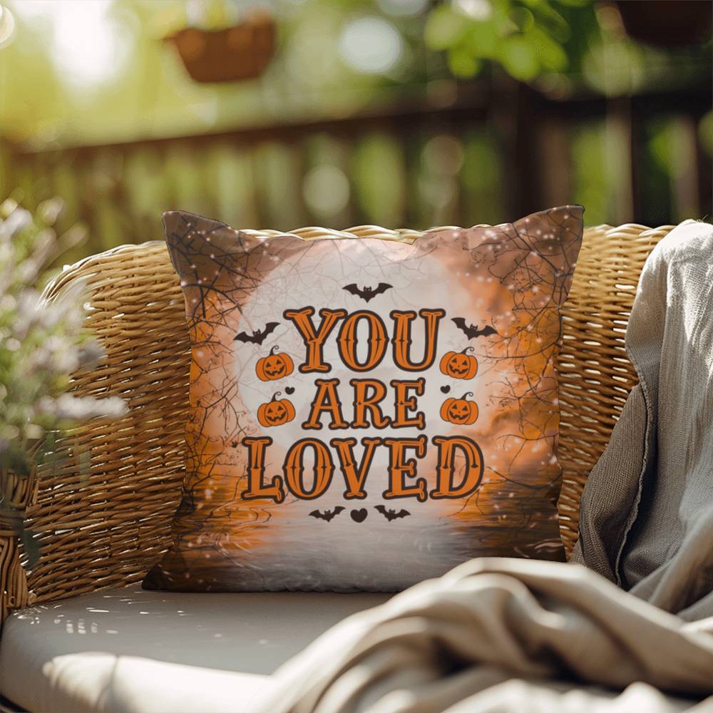 Mental health indoor/outdoor pillow with “You Are Loved” for comforting décor