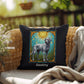 Silver Labrador Retriever Pillow, personalized stained glass gift for indoor/outdoor décor