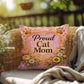 Shop our premium proud cat mom throw pillow from MySisterIsASurvivor.