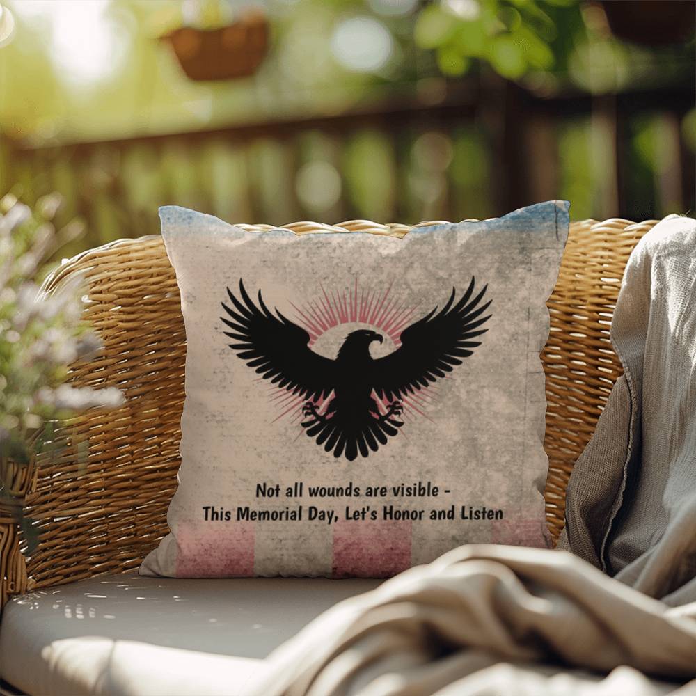 Not All Wounds Are Vis Indoor/Outdoor Pillowible: Resilient Comfort - Mental Health & Memorial Tribute