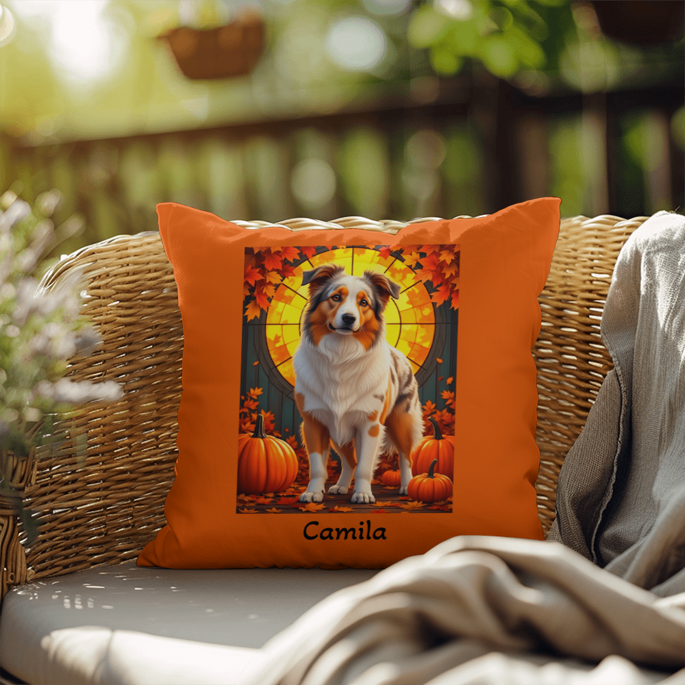 Australian Shepherd Red Merle Coat Pillow, Personalized Indoor Outdoor Dog Cushion, Aussie Gift