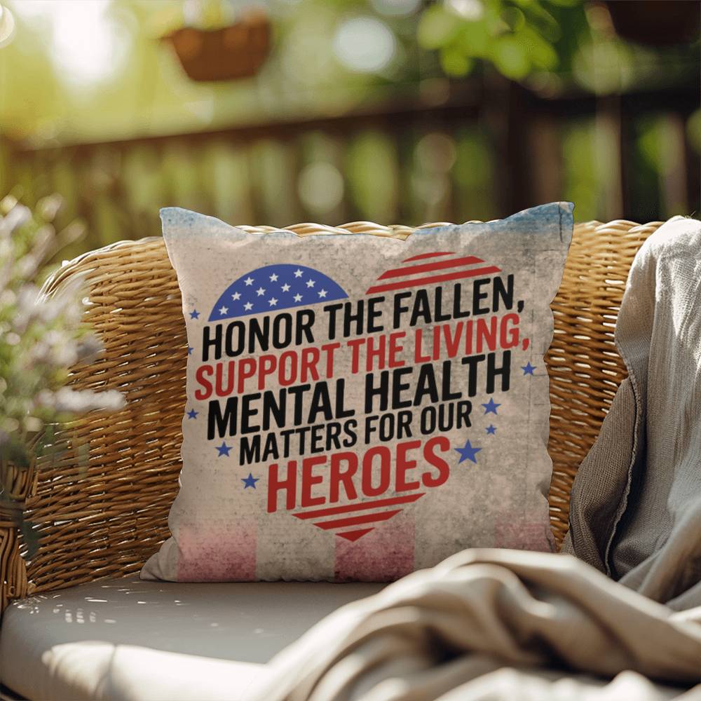 Honor the Fallen personalized indoor outdoor pillow for veteran remembrance, Memorial Day tribute, and PTSD awareness