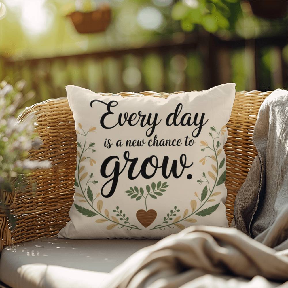 Every Day Is A New Chance To Grow: Indoor/Outdoor Pillow Self-Care for Relaxation, Mindfulness & Emotional Wellness