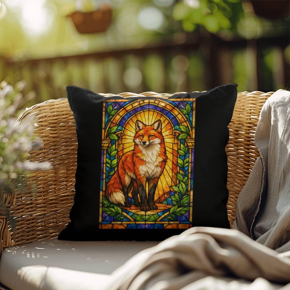 Shop our premium fox stained glass style throw pillow from MySisterIsASurvivor.