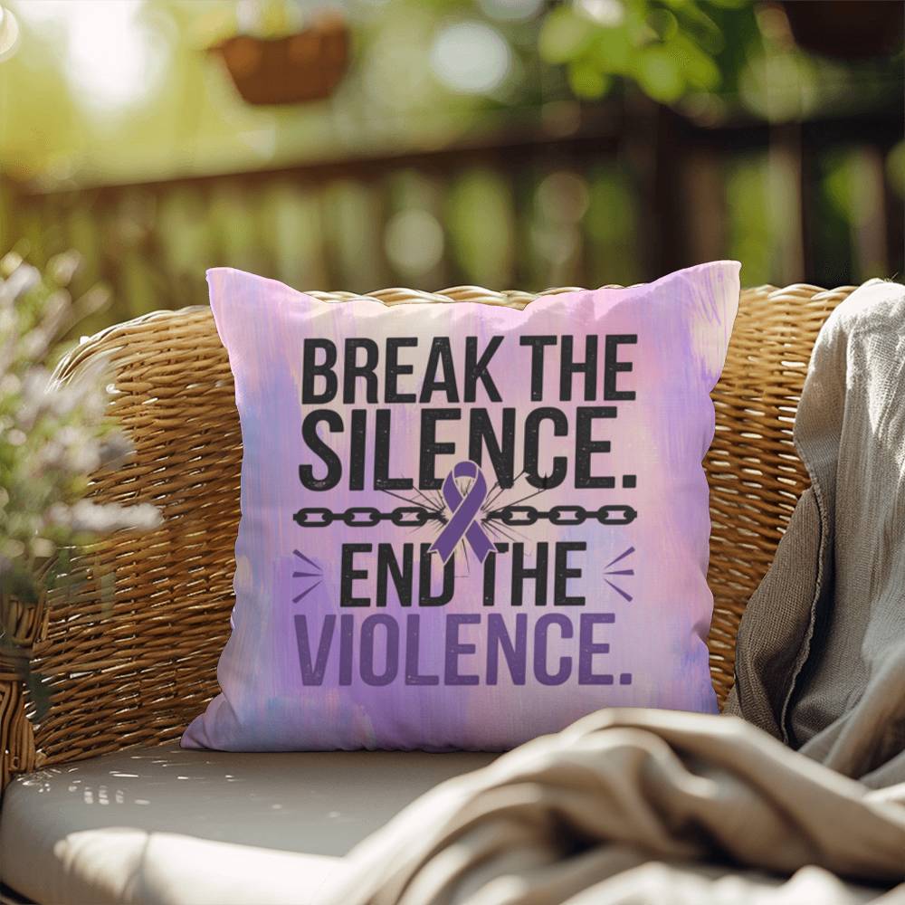 Rise & Reclaim Indoor/Outdoor Pillow – Break the Silence, End Violence