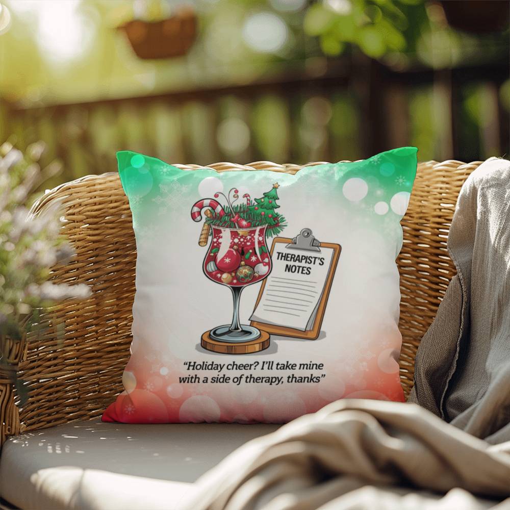 Holiday Cheer? I’ll Take Mine with Therapy Throw Pillow - Holiday mental health home décor pillow
