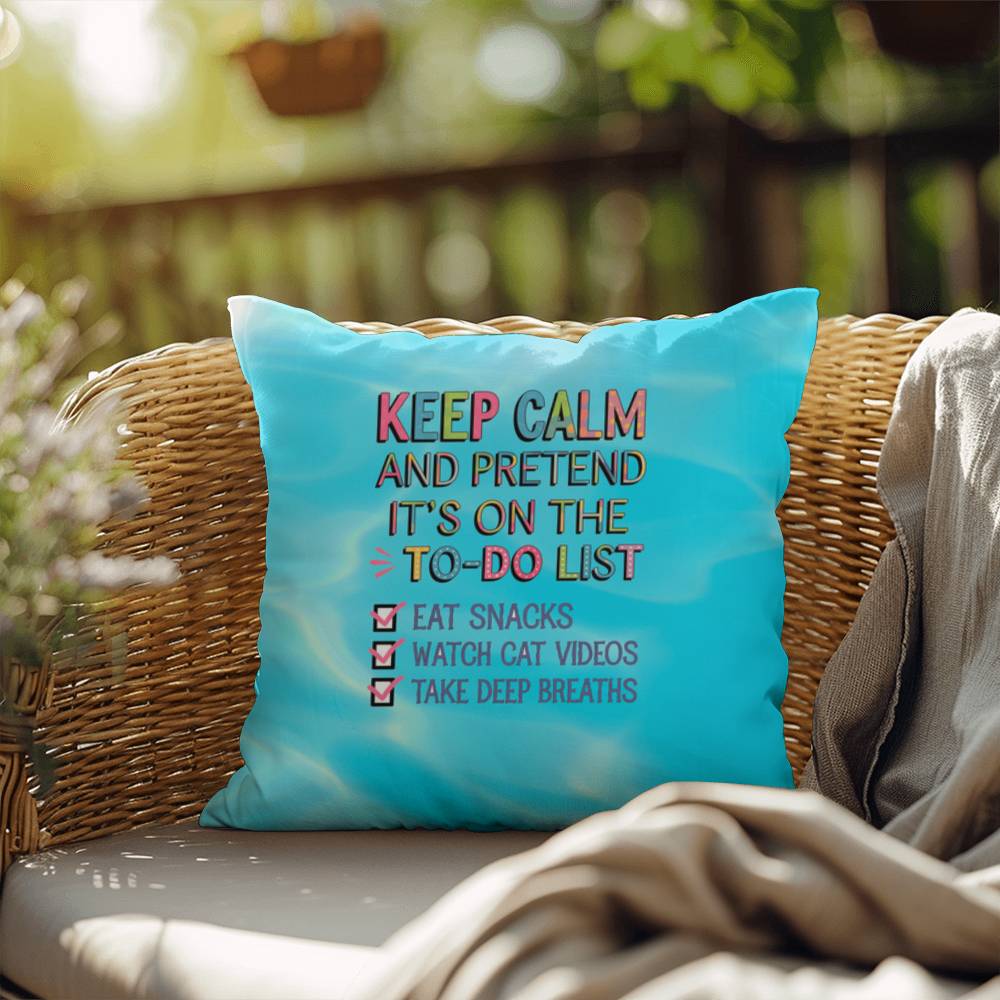 "Keep Calm And Pretend It's On The To-Do List" funny mental health mug, ceramic cup with affirmations for anxiety relief.