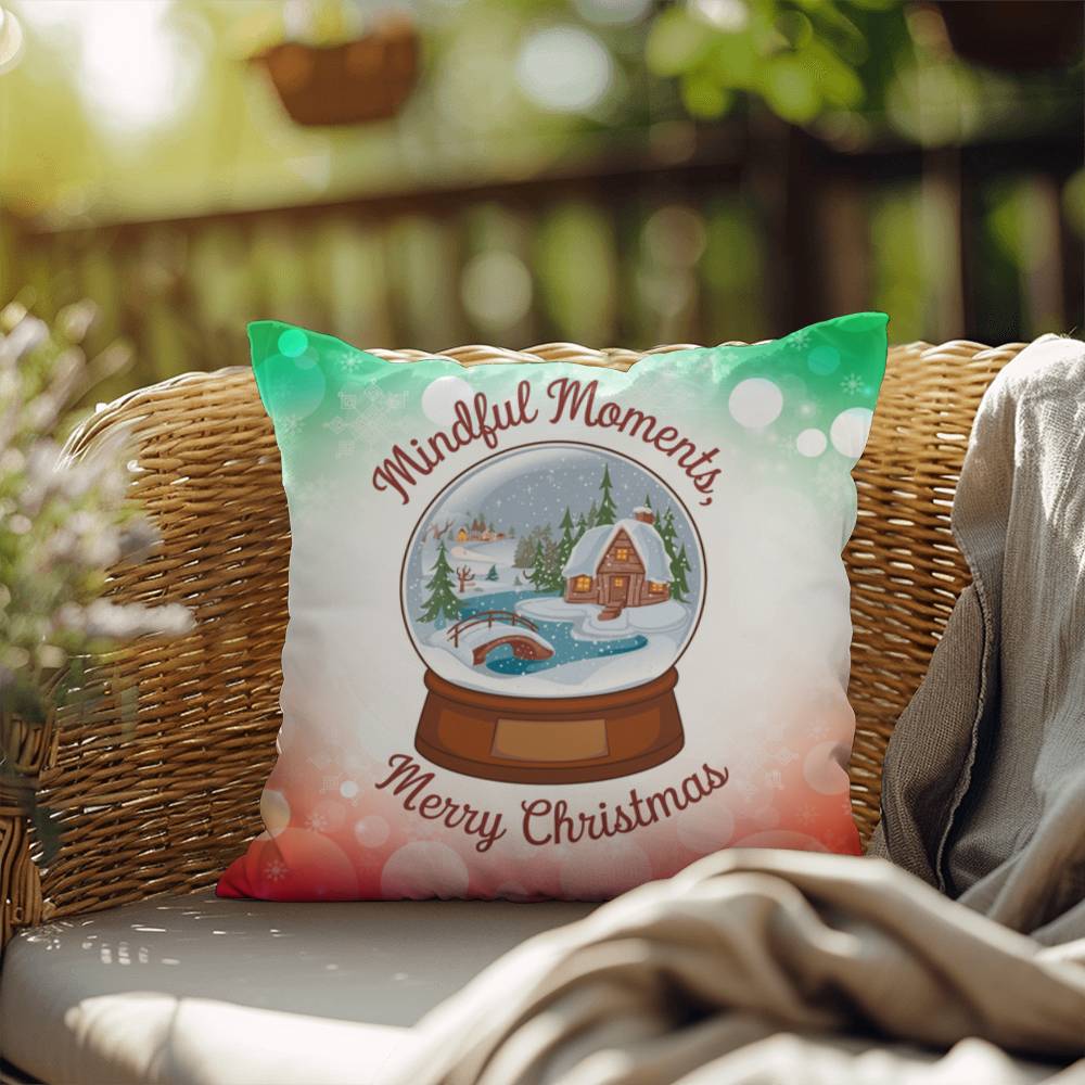 Mindful Moments, Merry Christmas Throw Pillow - Holiday mental health Christmas quote pillow