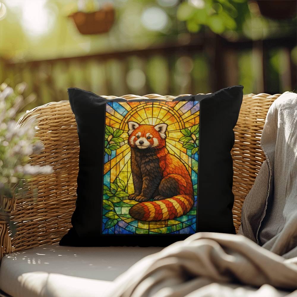 Shop our premium red panda stained glass style throw pillow from MySisterIsASurvivor.