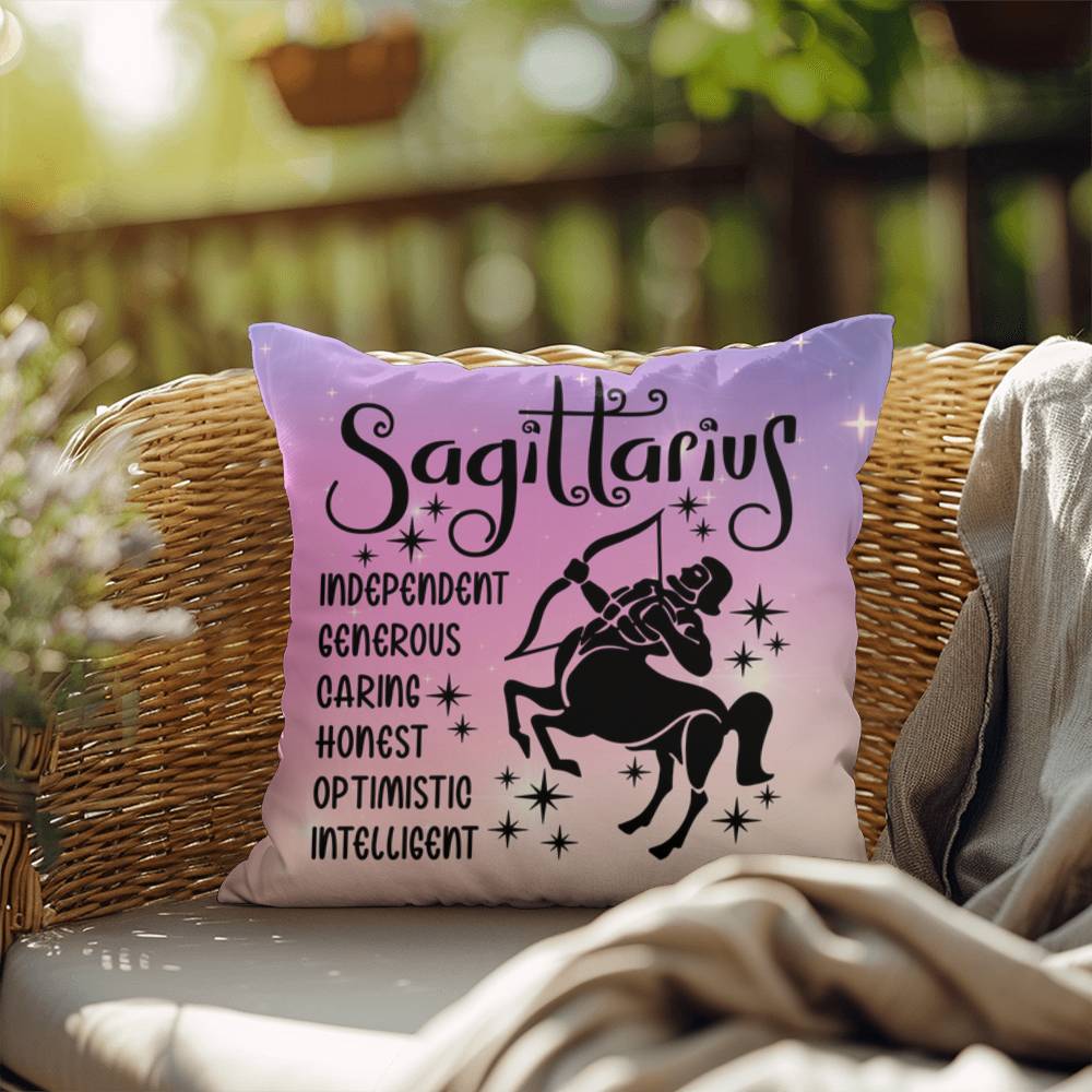 Sagittarius Indoor/Outdoor Pillow – Zodiac Astrology Decor, Boho Accent for Home & Patio