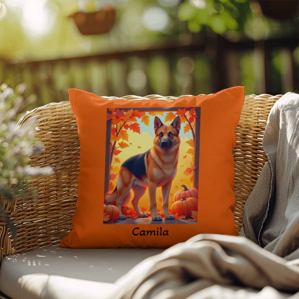 German Shepherd Black & Tan Coat Pillow, Personalized Indoor Dog Cushion, Home Accent Decor