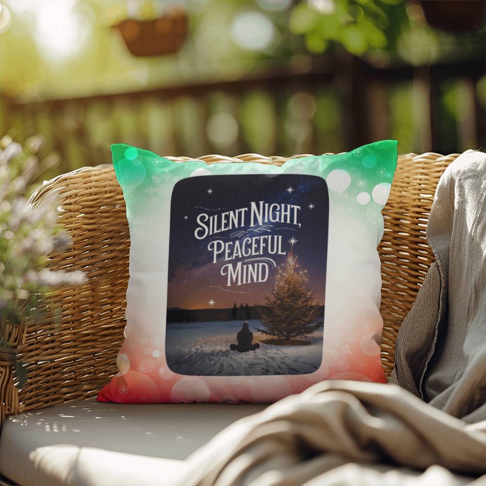 Silent Night, Peaceful Mind Throw Pillow - Calm Christmas holiday home décor decorative pillow