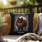 Pomeranian (Chocolate) Indoor/Outdoor Pillow - Personalized Stained Glass Dog Tribute & Comfort Gift