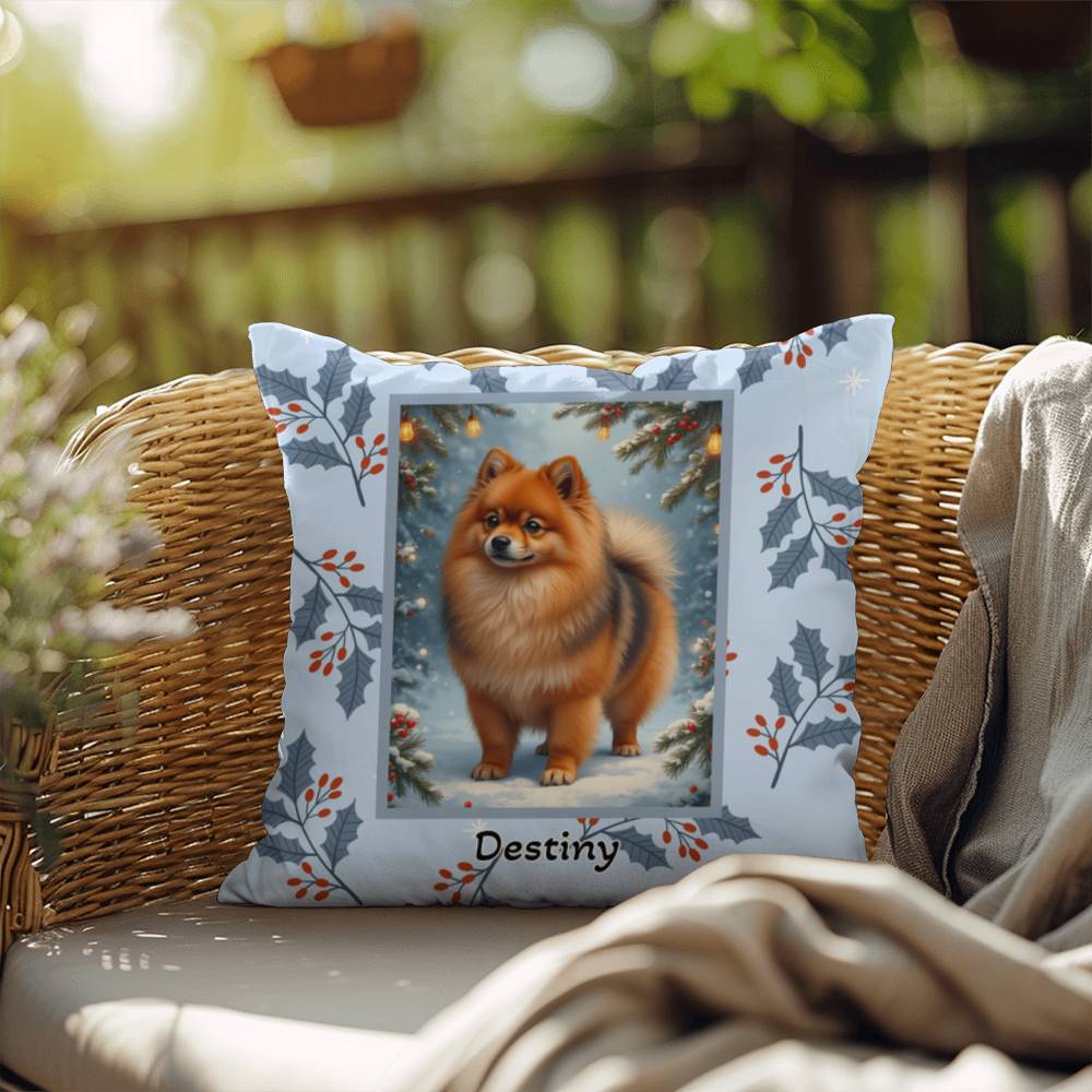 Pomeranian Orange Sable Pillow - Winter Pom throw pillow, seasonal dog decor, cozy indoor accent