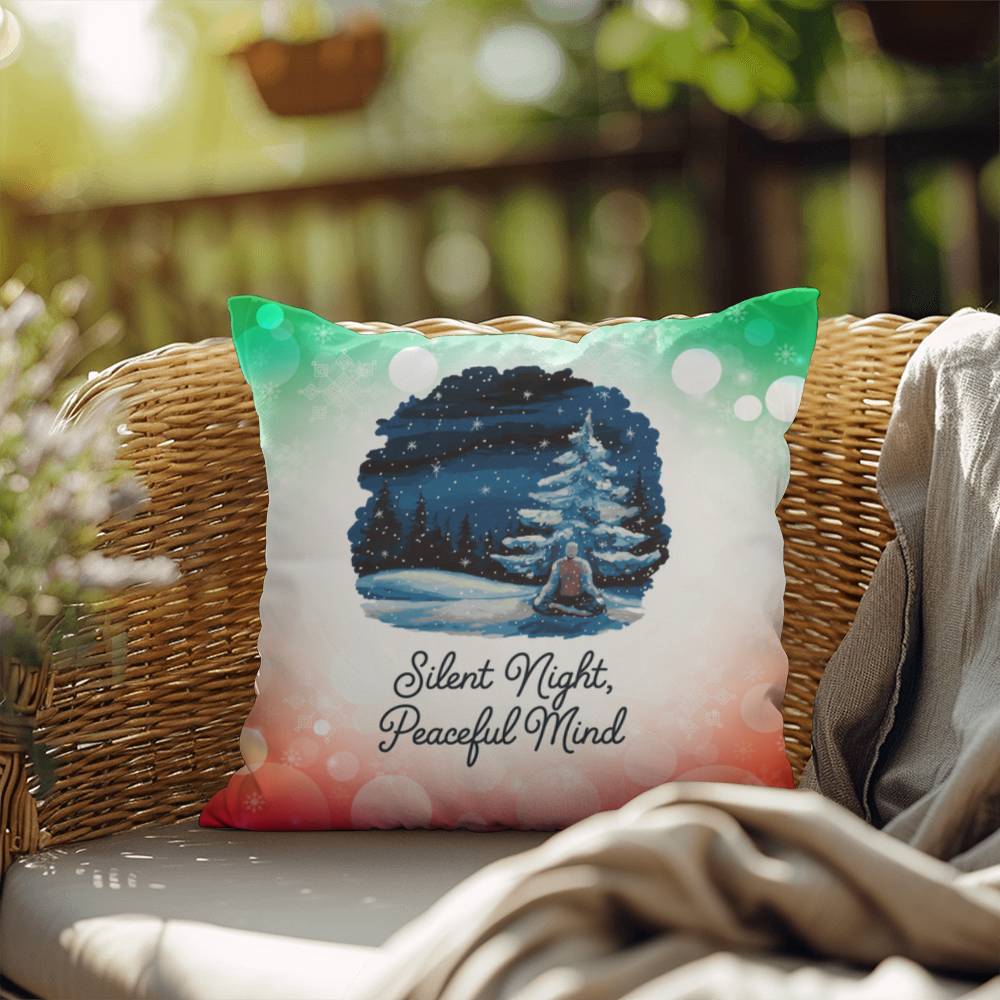 Silent Night, Peaceful Mind Throw Pillow - Christmas serenity cozy decorative throw pillow