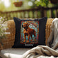 Rottweiler (Red) Indoor/Outdoor Pillow - Personalized Stained Glass Dog Tribute & Comfort Gift