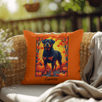Black and Mahogany Rottweiler pillow, durable indoor outdoor personalized cushion for Rottie fans - MySisterIsASurvivor