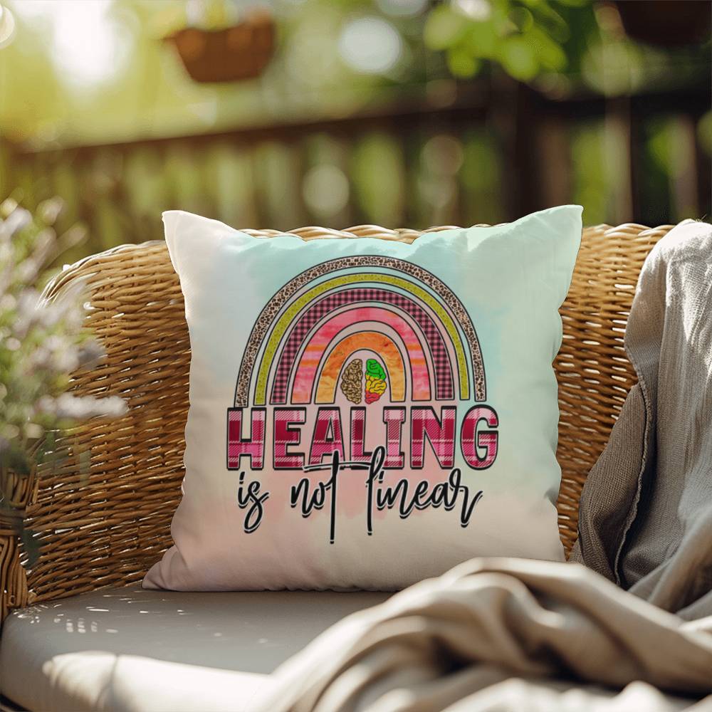 Healing Is Not Linear: Indoor/Outdoor Pillow for Wellness, Style & Stress Relief