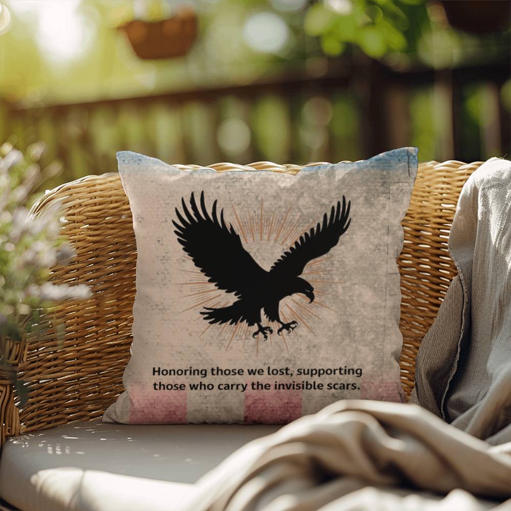 Honoring Those We Lost Indoor/Outdoor Pillow: Resilient Comfort - Mental Health & Memorial Tribute