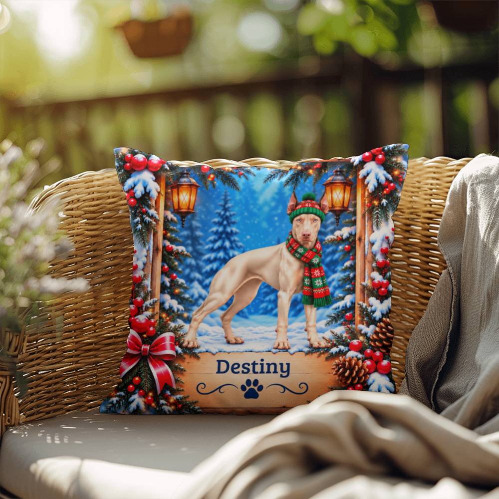 Doberman (White Coat) - Personalized Woodland Accent Pillow, Custom Name Gift for Dog Lovers